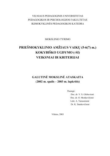 PRIEŠMOKYKLINIO AMŽIAUS VAIKŲ - VPU biblioteka - Vilniaus ...