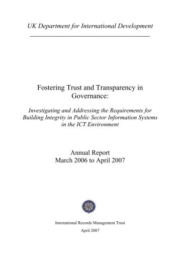 April 2006 to March 2007 - International Records Management Trust