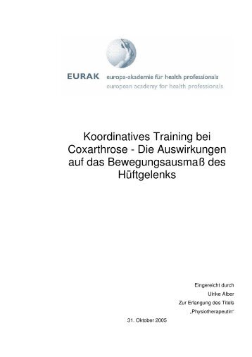 Koordinatives Training bei Coxarthrose - Die Auswirkungen auf das ...