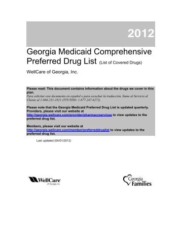 WellCare Health Plan Georgia Preferred Drug List