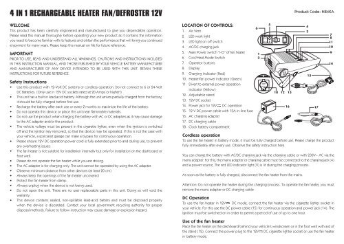 4 in 1 rechargeable heater fan/defroster 12v - Maplin Electronics