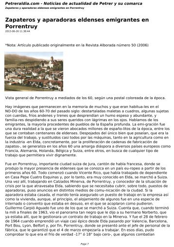 Zapateros y aparadoras eldenses emigrantes en Porrentruy