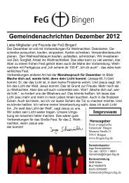 Gemeindenachrichten Dezember 2012 - FeG Bingen