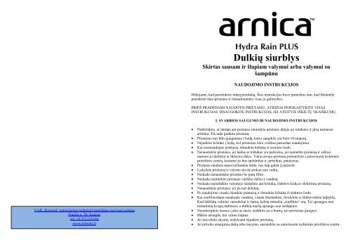 ARNICA Hydra Rain Plus Dulkiu siurblys.pdf - UAB Krinona - prekių ...