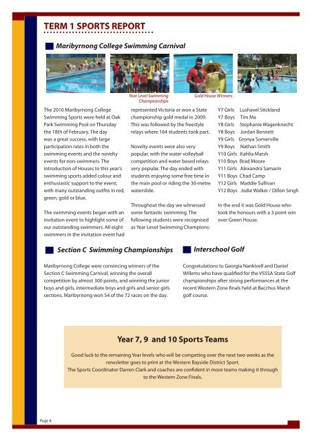 Newsletter 1 - Maribyrnong Sports Academy @ Maribyrnong College