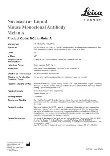 Novocastratm Liquid Mouse Monoclonal Antibody Melan A
