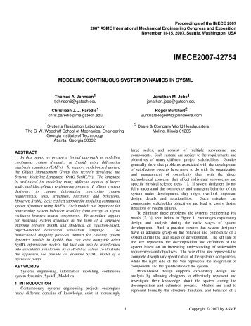 Modeling Continuous System Dynamics in SysML - the Systems ...