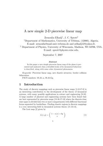 A new simple 2-D piecewise linear map - ResearchGate