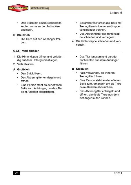 Betriebsanleitung - Böckmann Fahrzeugwerke Gmbh