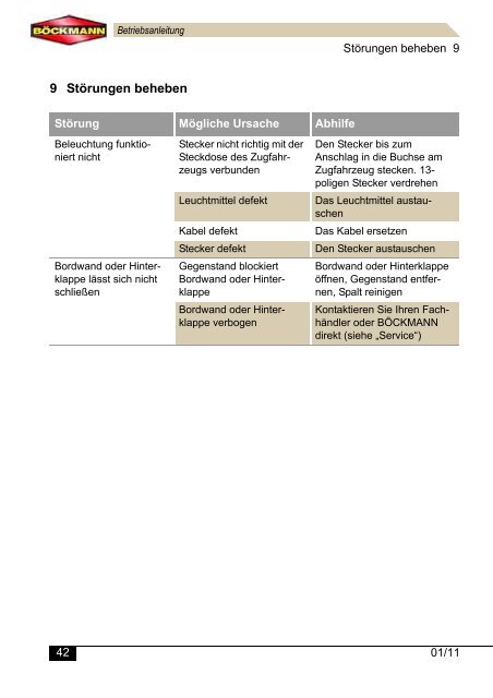 Betriebsanleitung - Böckmann Fahrzeugwerke Gmbh