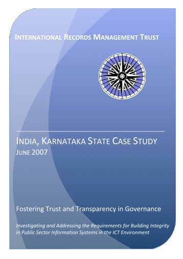 INDIA,KARNATAKA STATE CASE STUDY - International Records ...