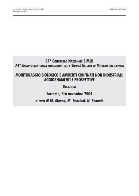 Significato tossicologico degli indicatori biologici - Giornale Italiano ...