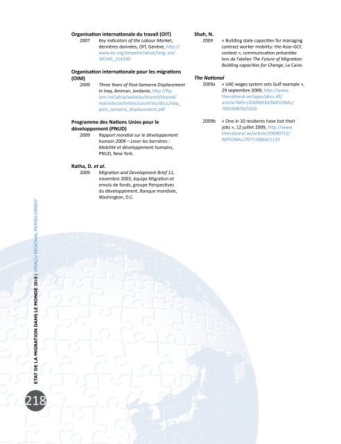 ETAT DE LA MIGRATION DANS LE MONDE 2010 - IOM Publications