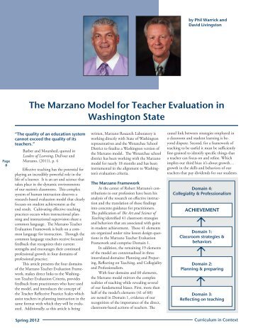 The Marzano Model for Teacher Evaluation in Washington ... - wsascd