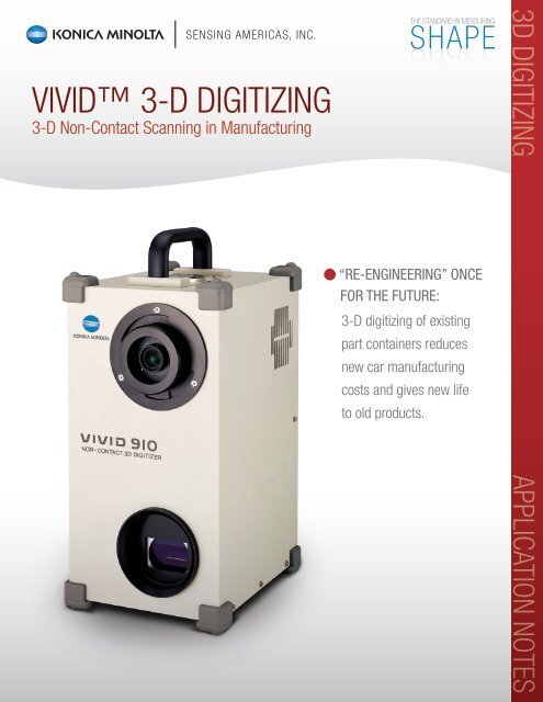 VIVID? 3-D DIGITIZING - Konica Minolta Sensing Americas, Inc.