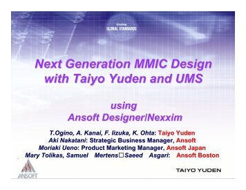 Next-Generation MMIC Design with Taiyo Yuden and UMS