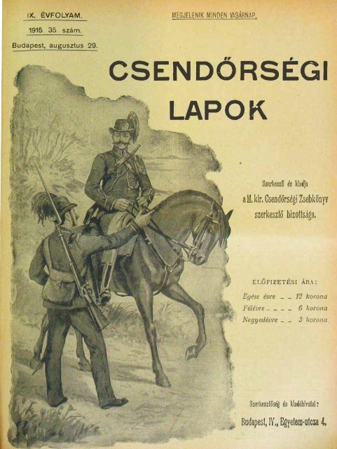 CSENDŐRSÉGI LAPOK - Magyar Királyi Csendőrség