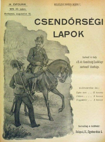 CSENDŐRSÉGI LAPOK - Magyar Királyi Csendőrség