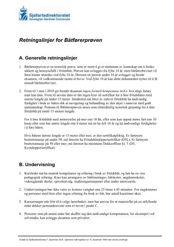 Retningslinjer for Båtførerprøven - Datakortet as