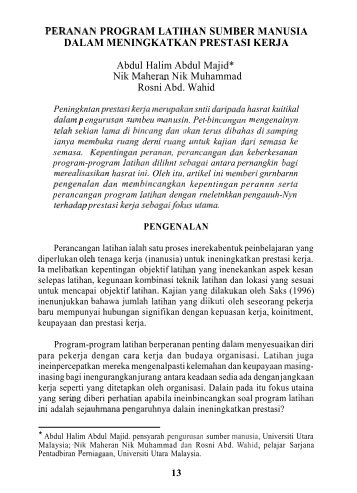 PERANAN PROGRAM LATIHAN SUMBER MANUSIA DALAM ...