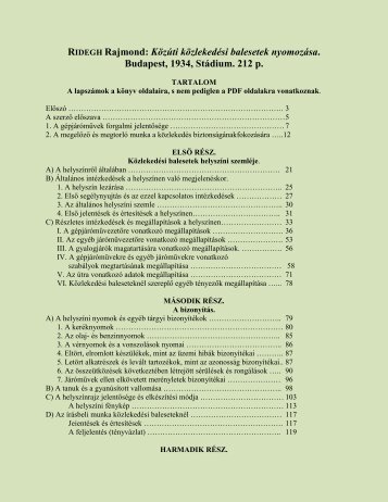 RIDEGH Rajmond: Közúti közlekedési balesetek nyomozása ...