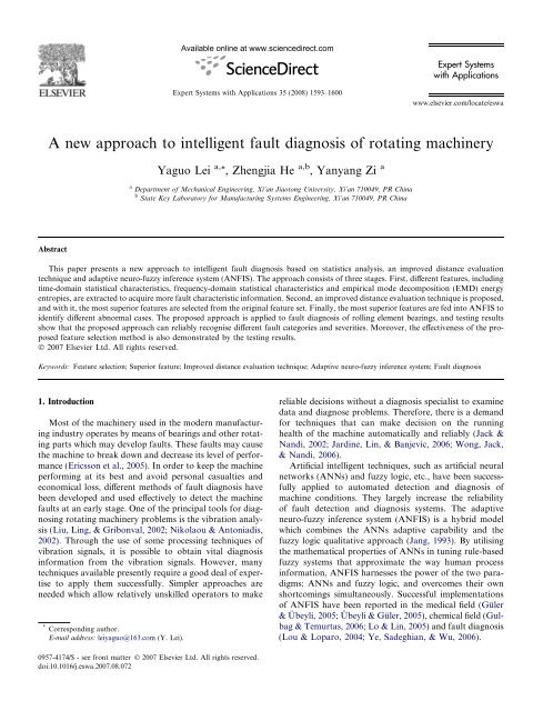 A new approach to intelligent fault diagnosis of rotating machinery