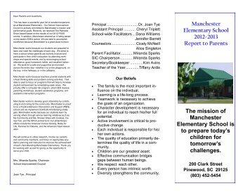 Manchester Elementary School 2012-2013 Report to Parents The ...