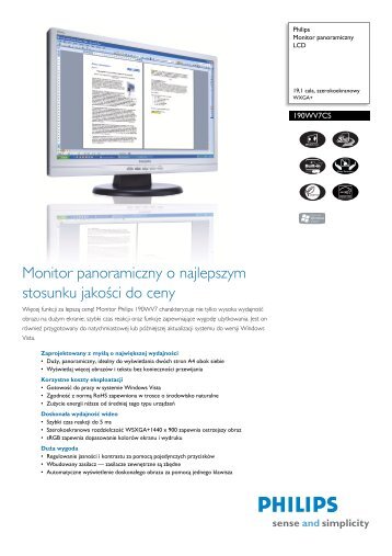 190WV7CS/00 Philips Monitor panoramiczny LCD - Action