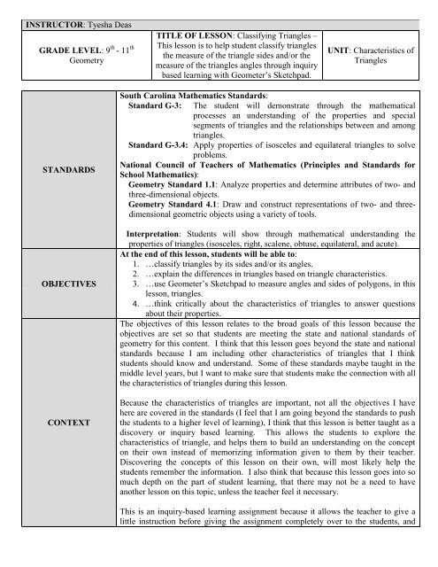 General Lesson Plan Matrix