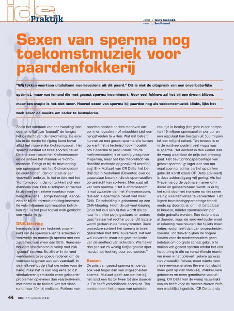 Sexen van sperma nog toekomstmuziek voor ... - Mijn KWPN