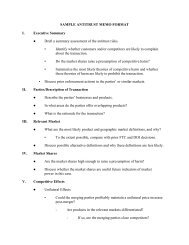 SAMPLE ANTITRUST MEMO FORMAT I. Executive Summary Draft a ...