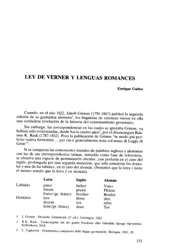 LEY DE VERNER Y LENGUAS ROMANCES - Dialnet