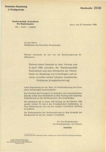 Deutscher Bundestag 3. Wahlperiode Drucksache 2341 Entwurf ...