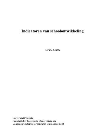 Indicatoren van schoolontwikkeling - Universiteit Twente