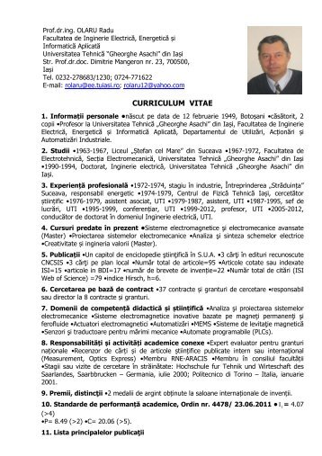 CV - Universitatea Tehnică Gheorghe Asachi