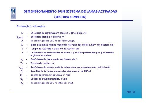 Sistema Lamas Activadas. Dimensionamento