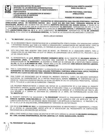 el contrato - compras del IMSS - Instituto Mexicano del Seguro Social