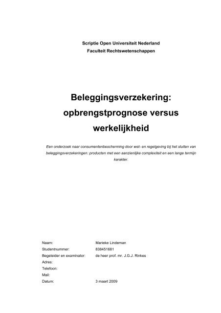 Beleggingsverzekering - DSpace at Open Universiteit - Open ...