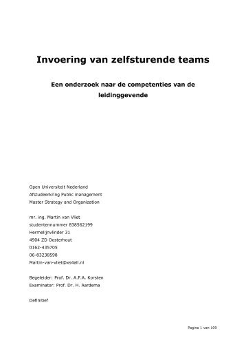 Invoering van zelfsturende teams - DSpace at Open Universiteit ...