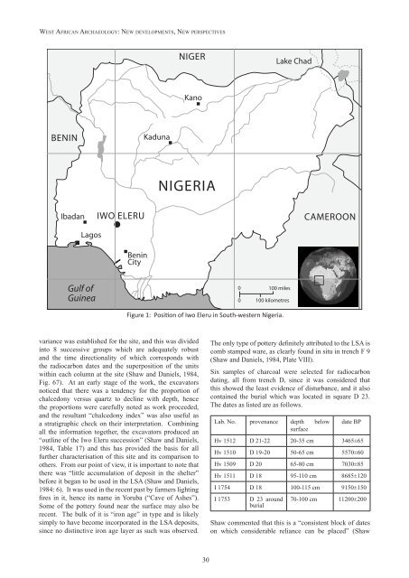 The archaeological context of the Iwo Eleru cranium from Nigeria ...
