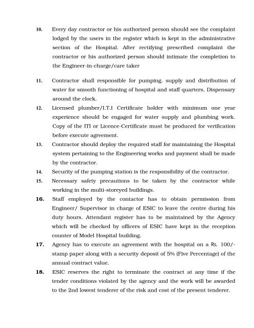 1. Annual repairs and maintenance of the ESIC Hospital buildings ...