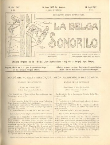 Oficiala Organo de la « Belga Ligo Esperantista » kaj de la Belgaj ...