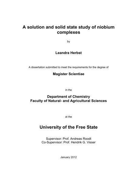 A solution and solid state study of niobium complexes University of ...