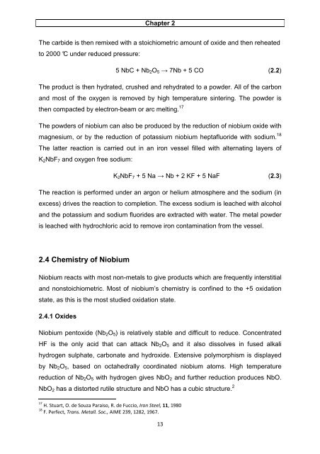 A solution and solid state study of niobium complexes University of ...