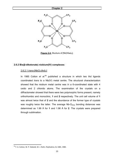 A solution and solid state study of niobium complexes University of ...