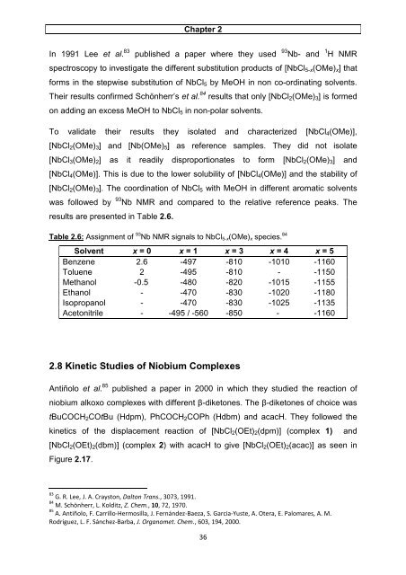 A solution and solid state study of niobium complexes University of ...