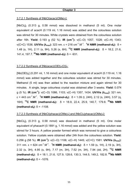 A solution and solid state study of niobium complexes University of ...