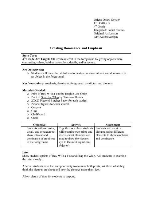 Creating Dominance and Emphasis - Weber State University