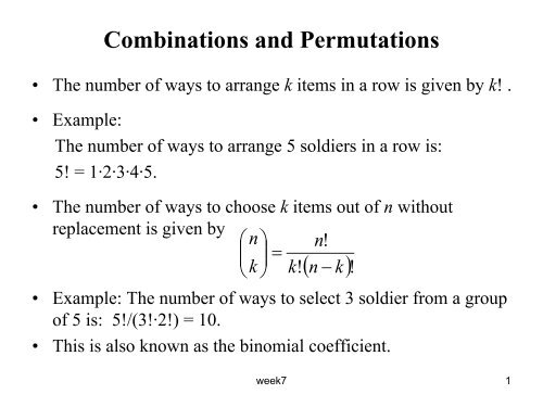 Combinations and Permutations