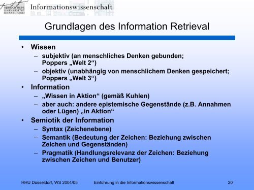 Einführung in die Informationswissenschaft